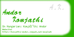 andor komjathi business card